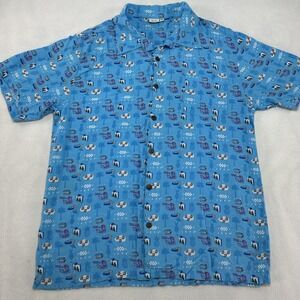 Cisco Shirt Mens XL Blue Return Of The Nerds IETF Rayon Button Up Geek Tech Y2K